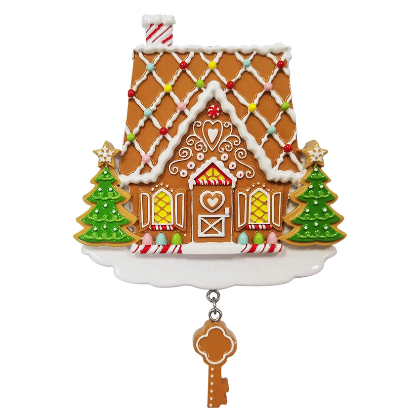 Personalized Gingerbread House with Key Ornament