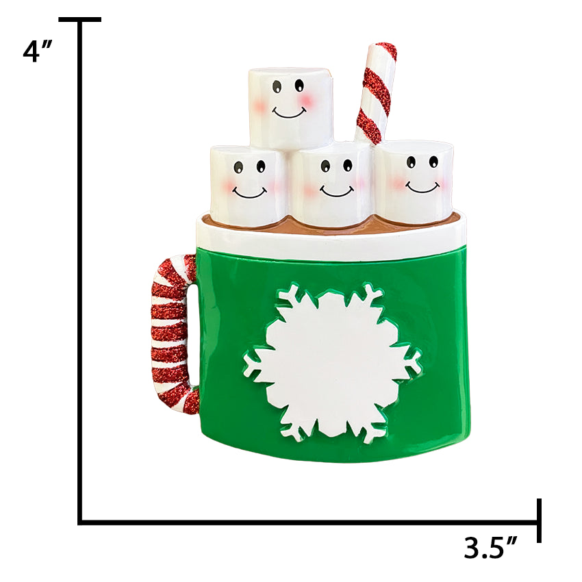 Personalized Marshmallow Family of 4 Christmas Ornament