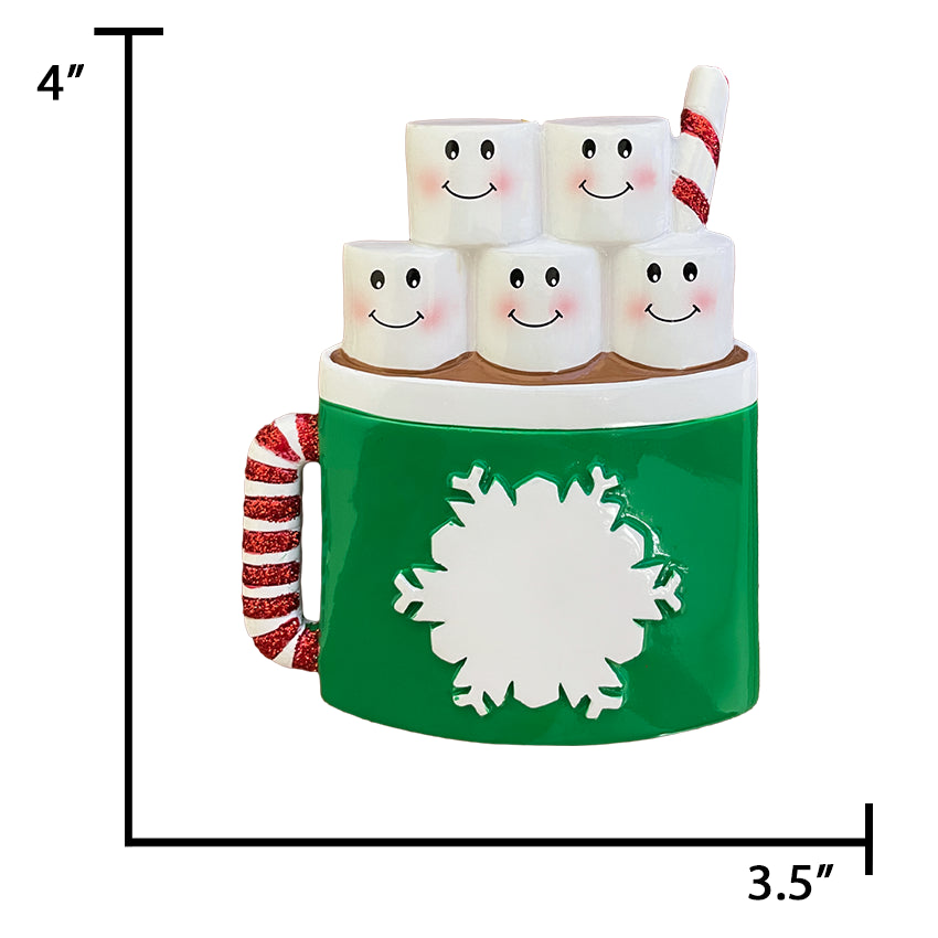 Personalized Marshmallow Family of 5 Christmas Ornament