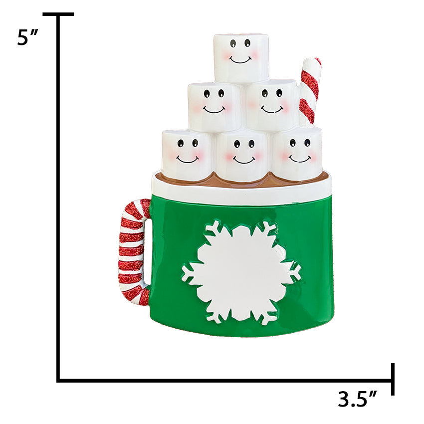 Personalized Marshmallow Family of 6 Christmas Ornament