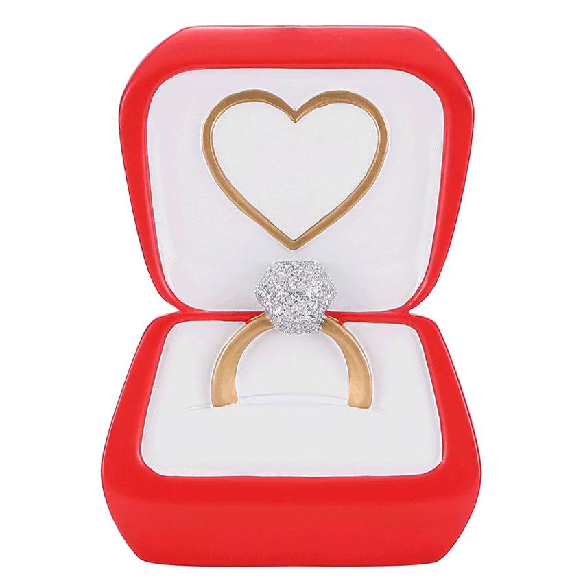 Personalized Diamond Engagement Ring in Red Box Christmas Ornament