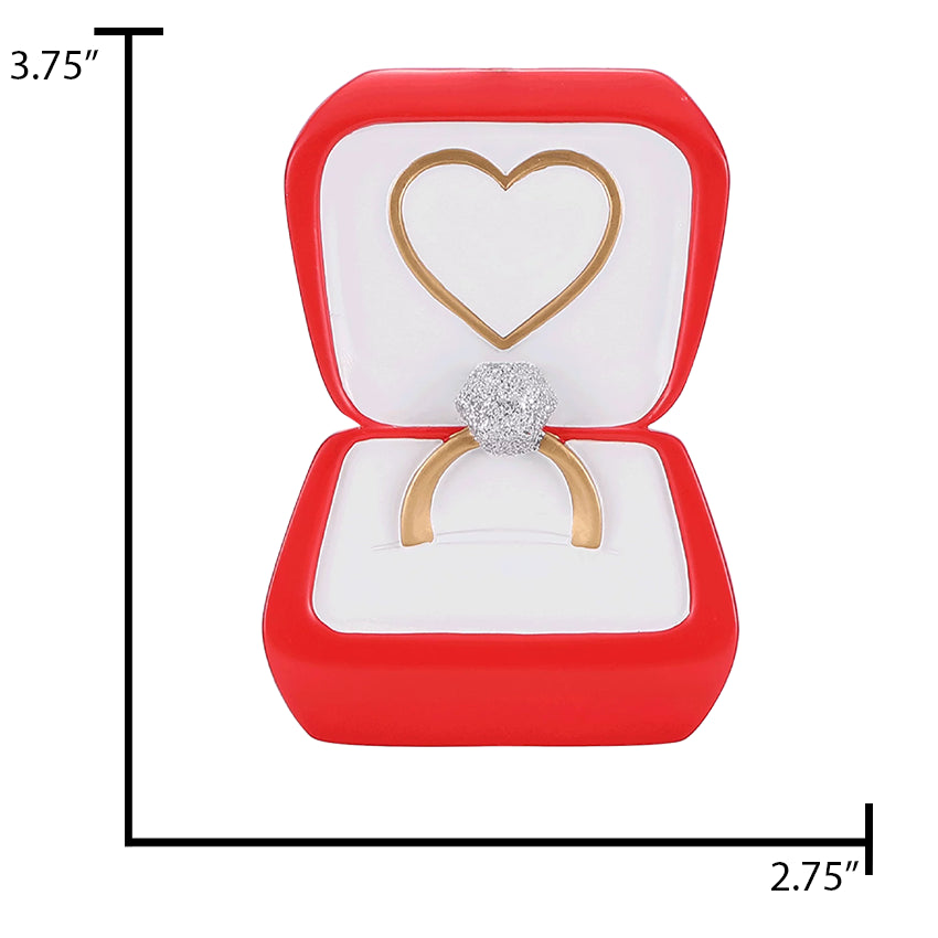 Personalized Diamond Engagement Ring in Red Box Christmas Ornament