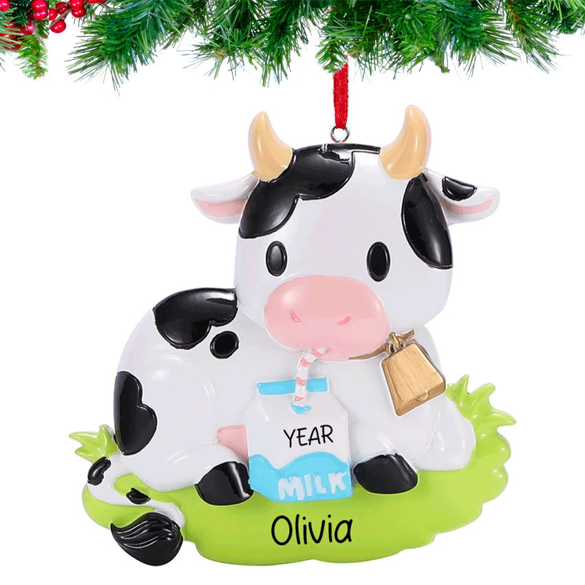 Bring holiday cheer with a custom cow ornament for Christmas from Gift Shopie.