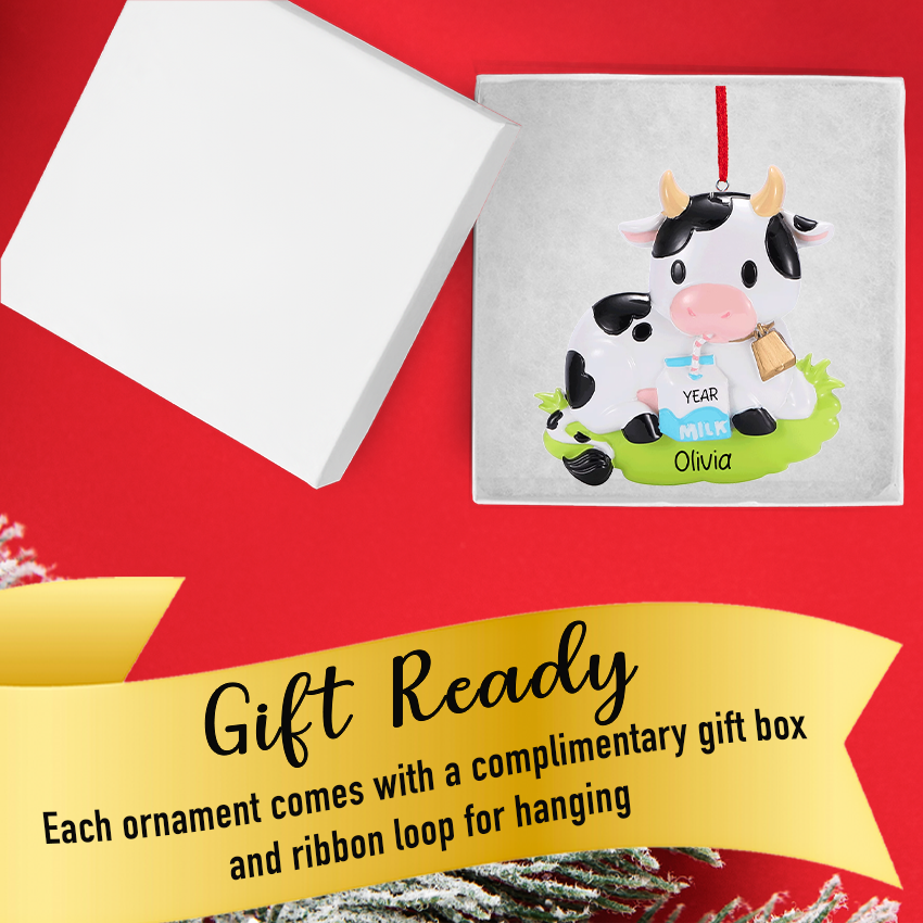 Personalized Cow Christmas Ornament