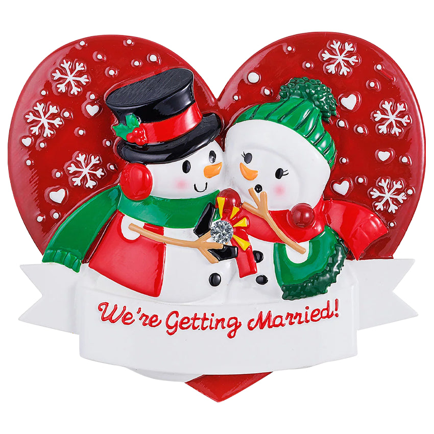 Personalized Engagement Christmas Ornament Snowman Couple