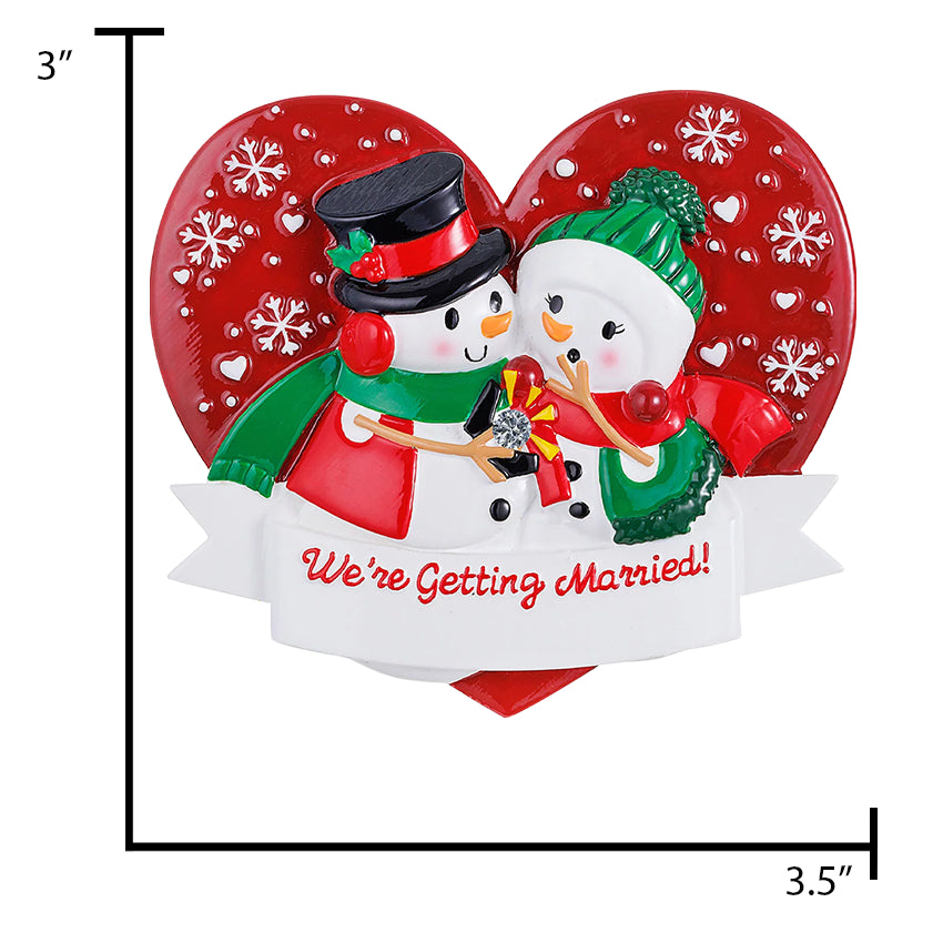Personalized Engagement Christmas Ornament Snowman Couple
