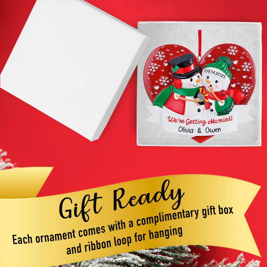 Personalized Engagement Christmas Ornament Snowman Couple