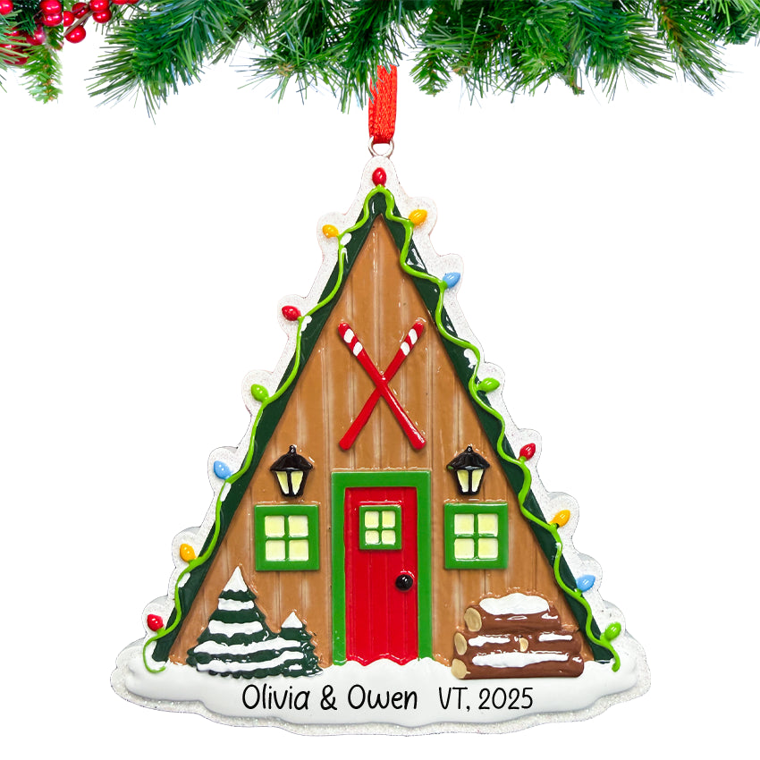 Personalized Ski Lodge Ornament / Skii Christmas Deceration