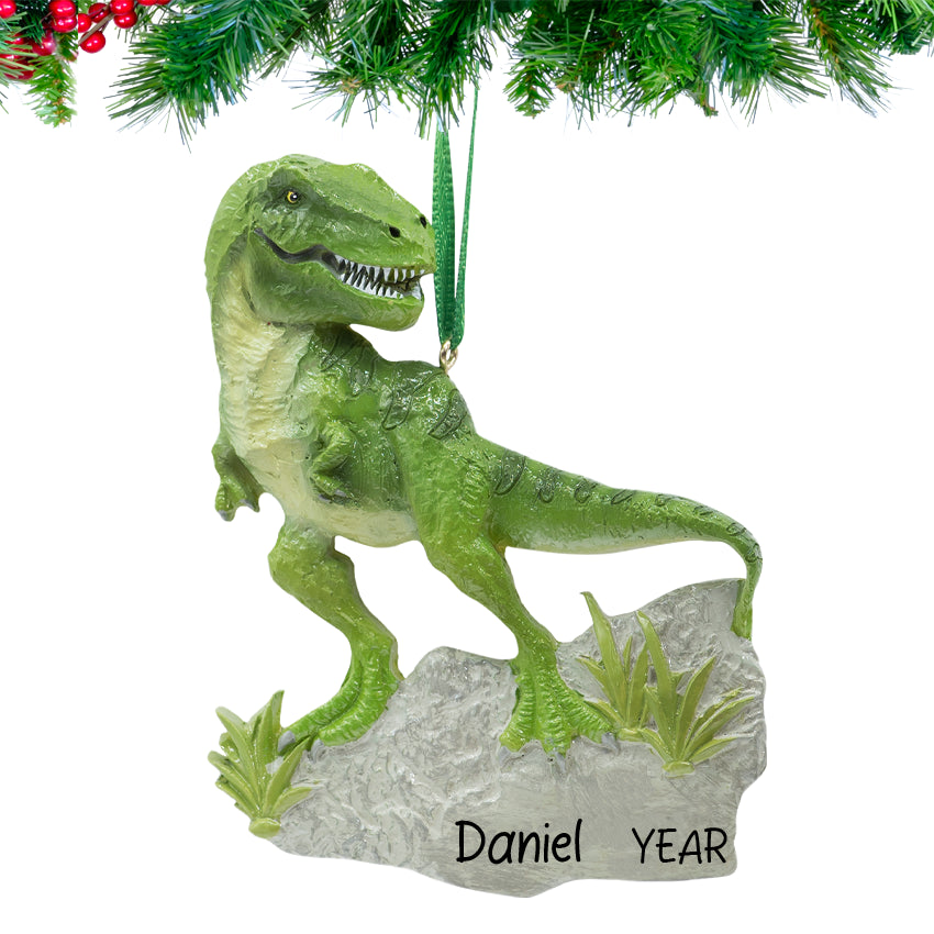 customized-dinosaur-christmas-ornament custom name & year on t rex