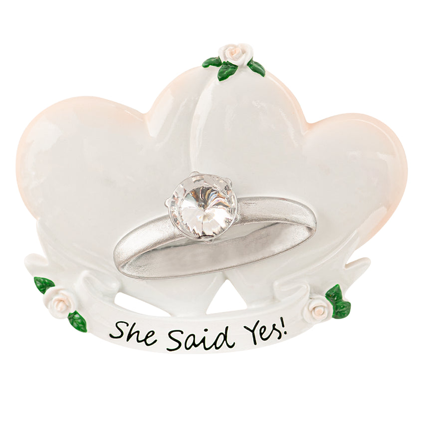 Personalized She Said Yes Christmas Ornament