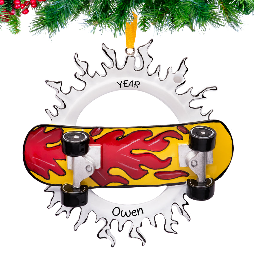 Personalized Skateboard Christmas Ornament for Skateboarder