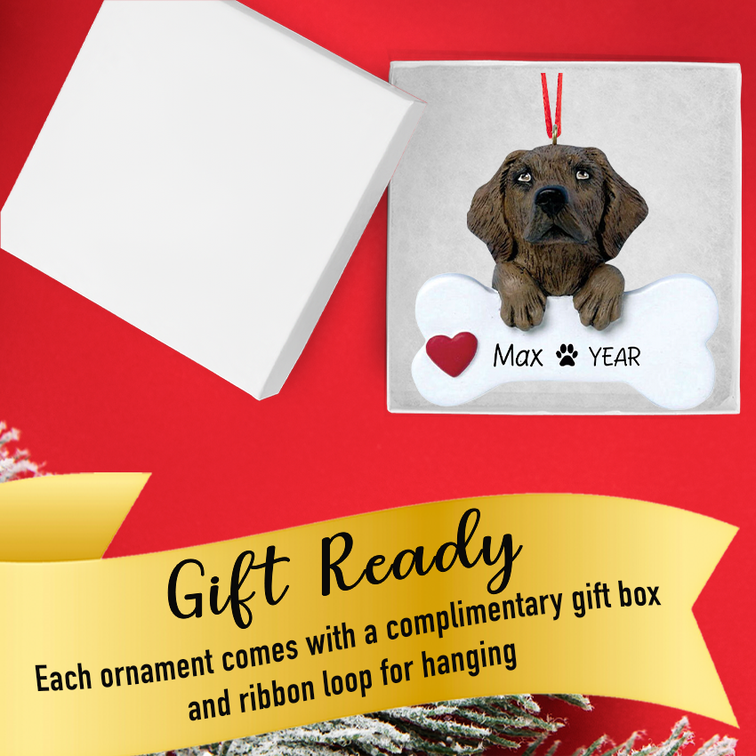 Personalized Chocolate Lab Dog Christmas Ornament