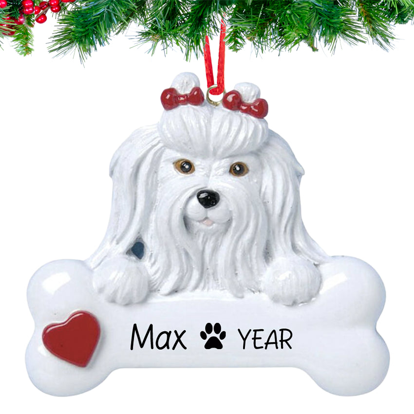 Personalized Maltese Christmas Ornament