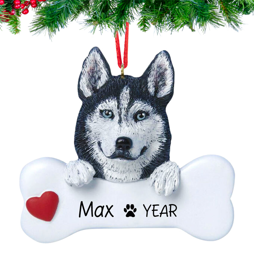 Personalized Siberian Husky Christmas Ornament
