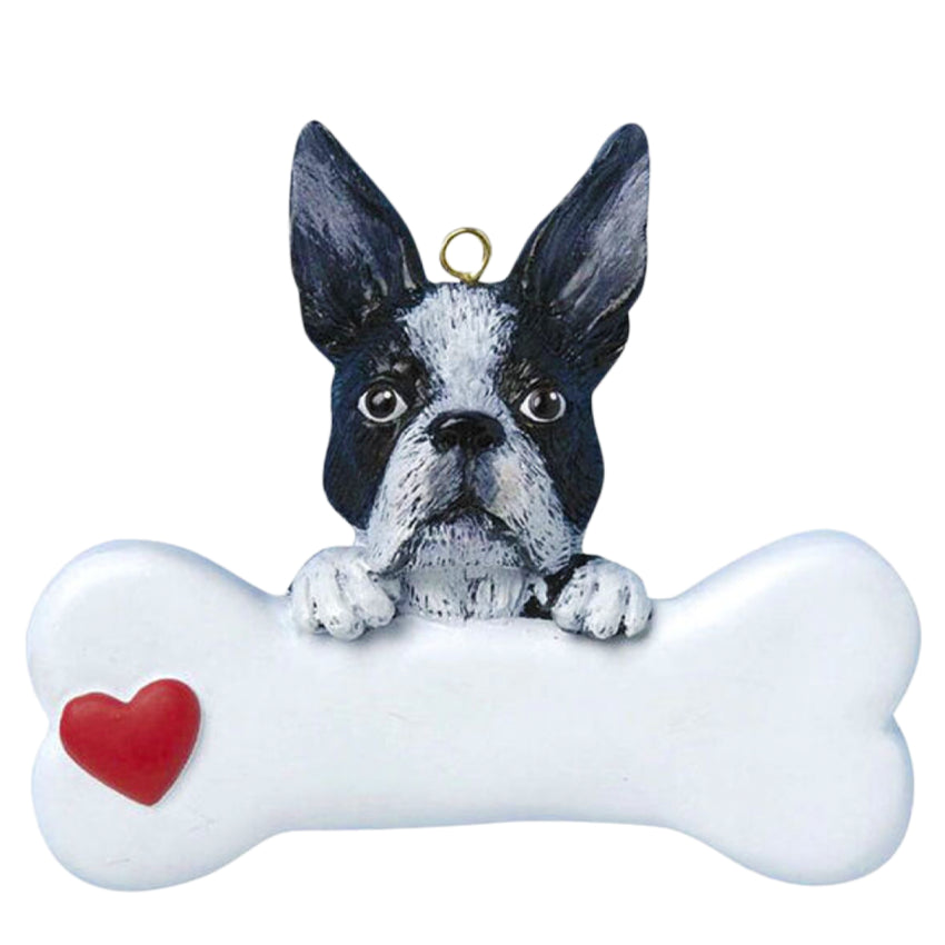 Personalized Boston Terrier Dog Christmas Ornament
