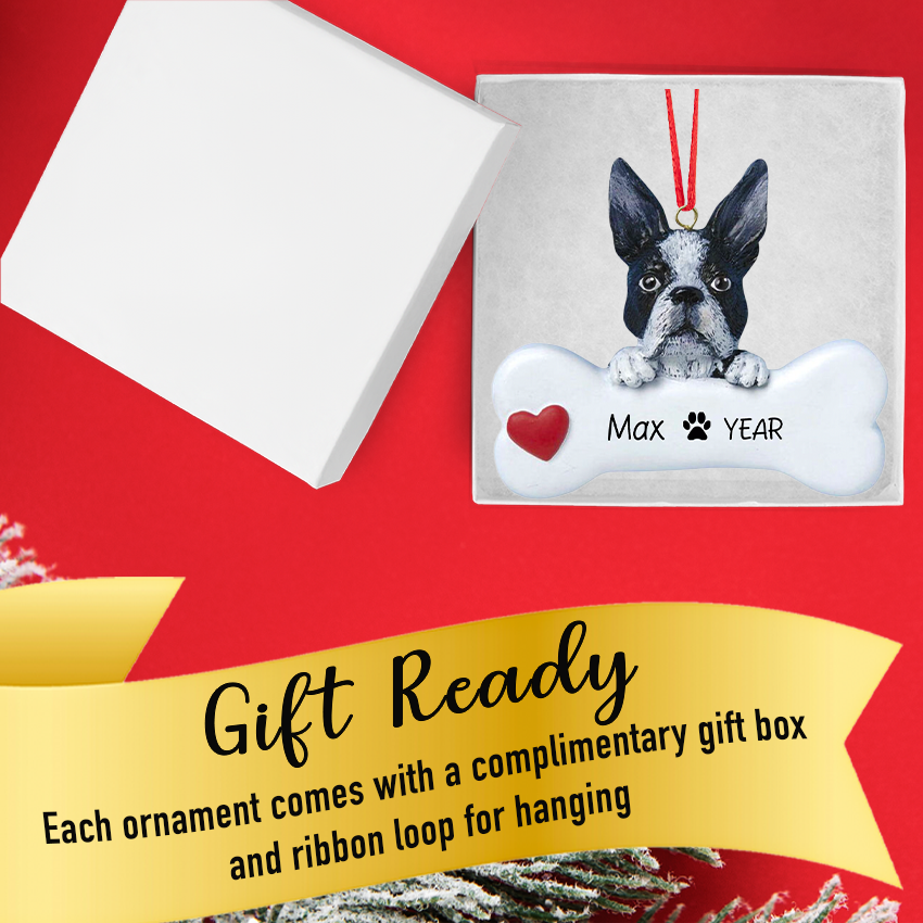 Personalized Boston Terrier Dog Christmas Ornament