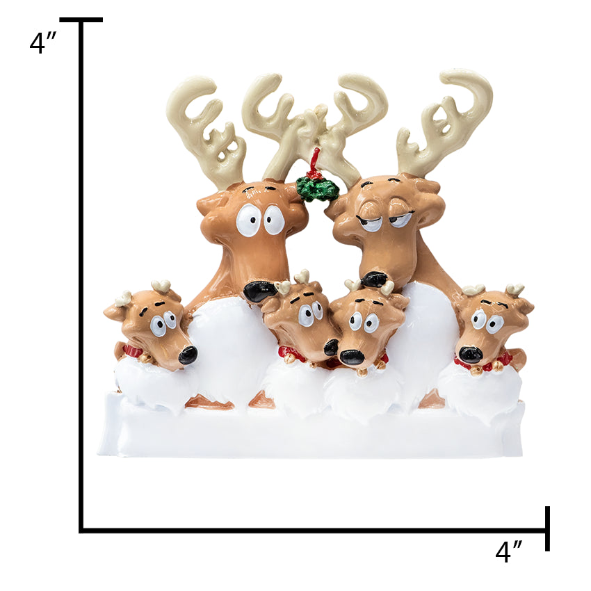Personalized Reindeer Family of 6 Christmas Ornament 2025