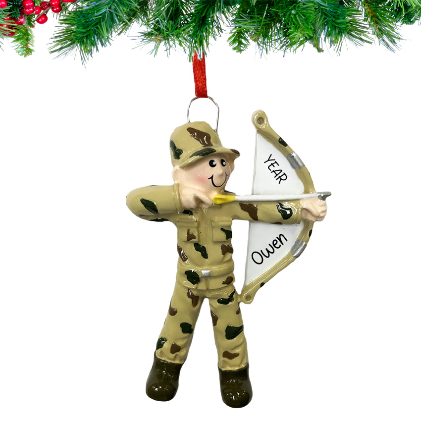 Personalized Archery Christmas Ornament - Male Archer 2025