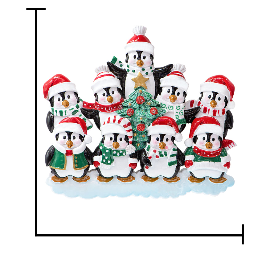 Personalized Penguin Family of 9 Christmas Ornament - 2025