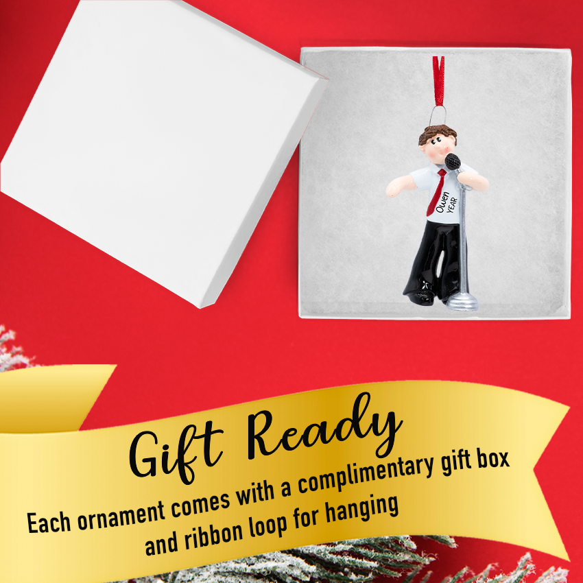 Personalized Singer Boy Christmas Ornament