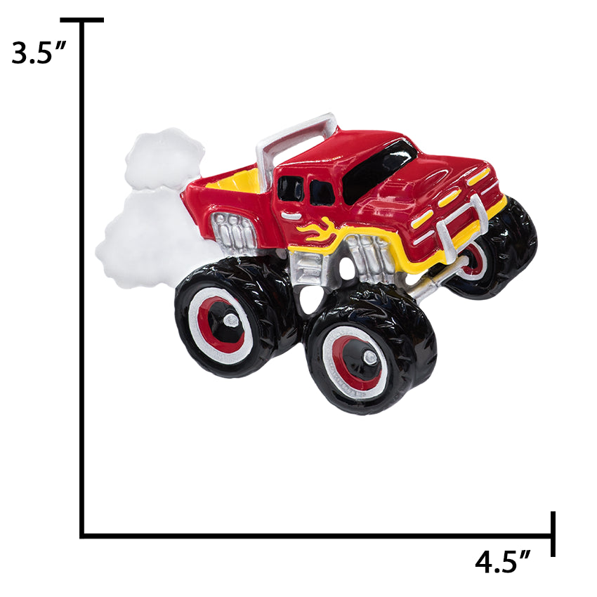 Personalized Red Monster Truck Christmas Ornament
