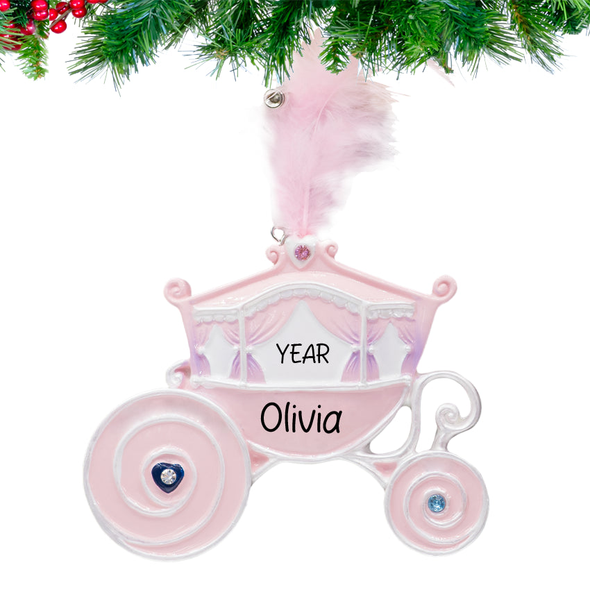 Personalized Princess Carriage Christmas Ornament for Kids Girls
