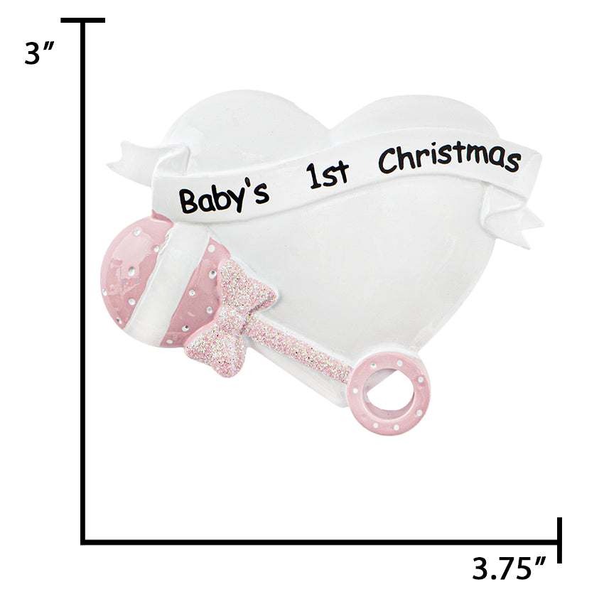 Personalized Baby's First Christmas Ornament - Baby Rattle Ornament