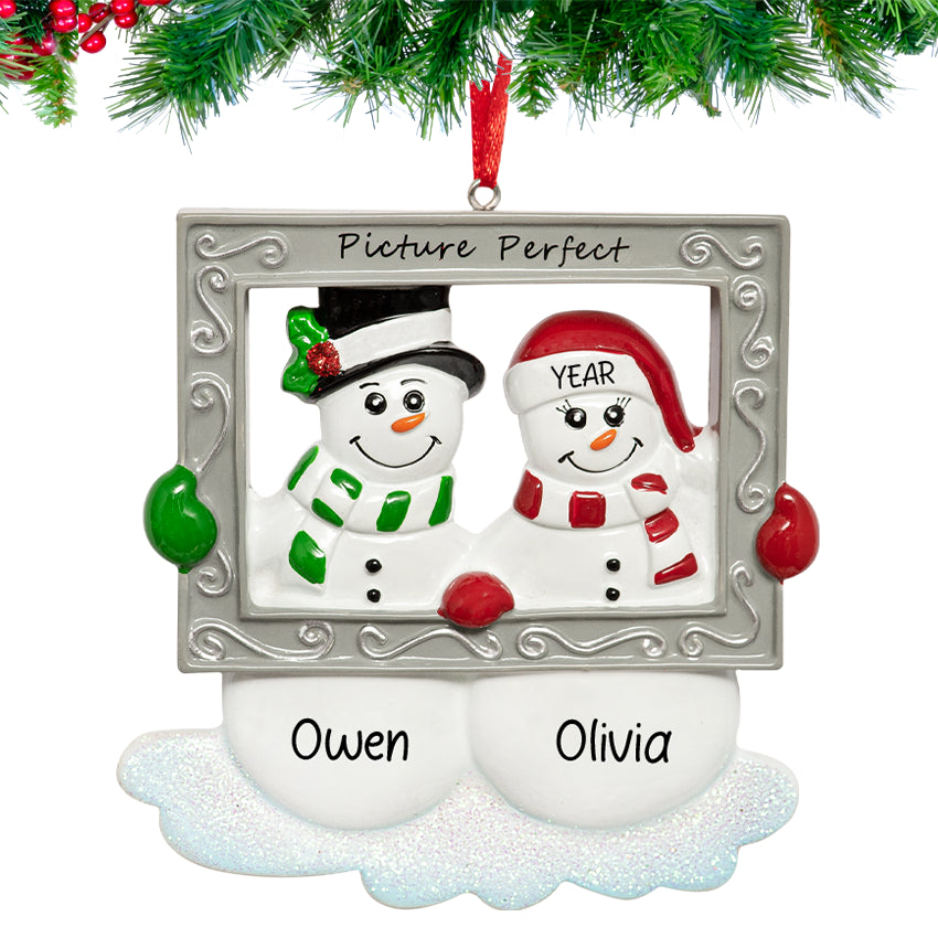 couple snowman frame personalized ornament