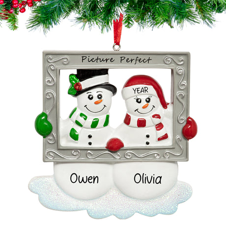 couple snowman frame personalized ornament
