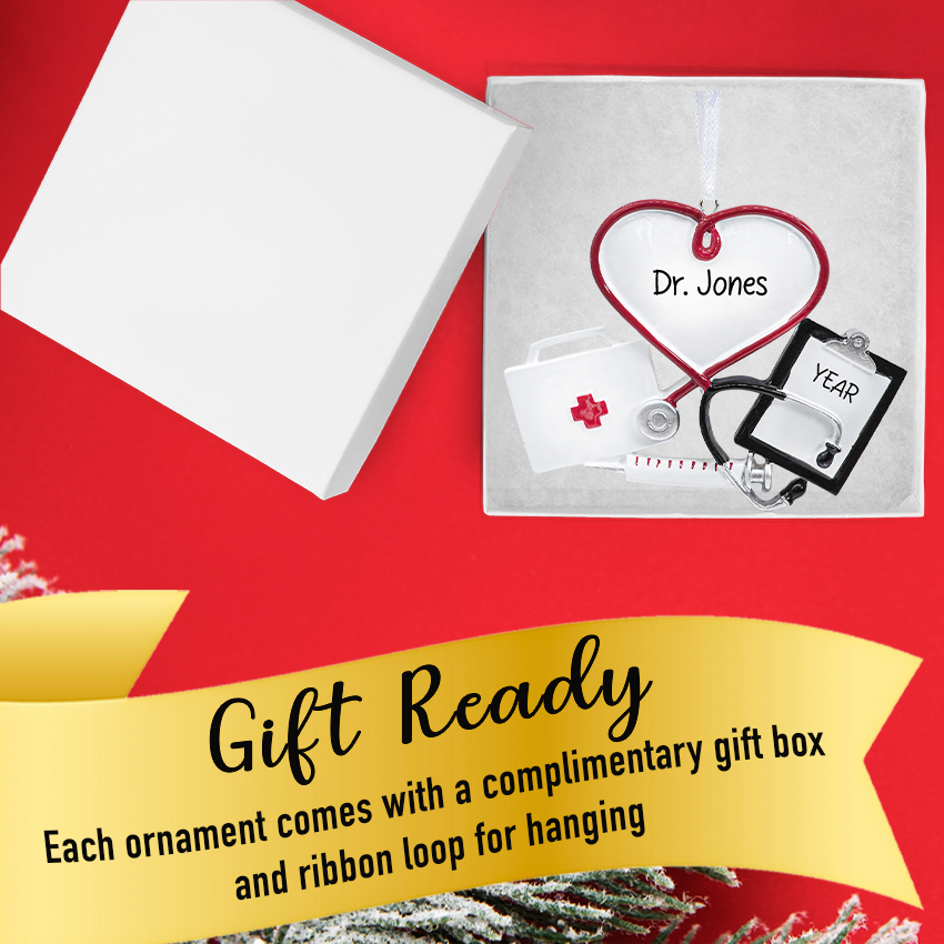 Personalized Doctor / Nurse Christmas Ornament with Stethoscope