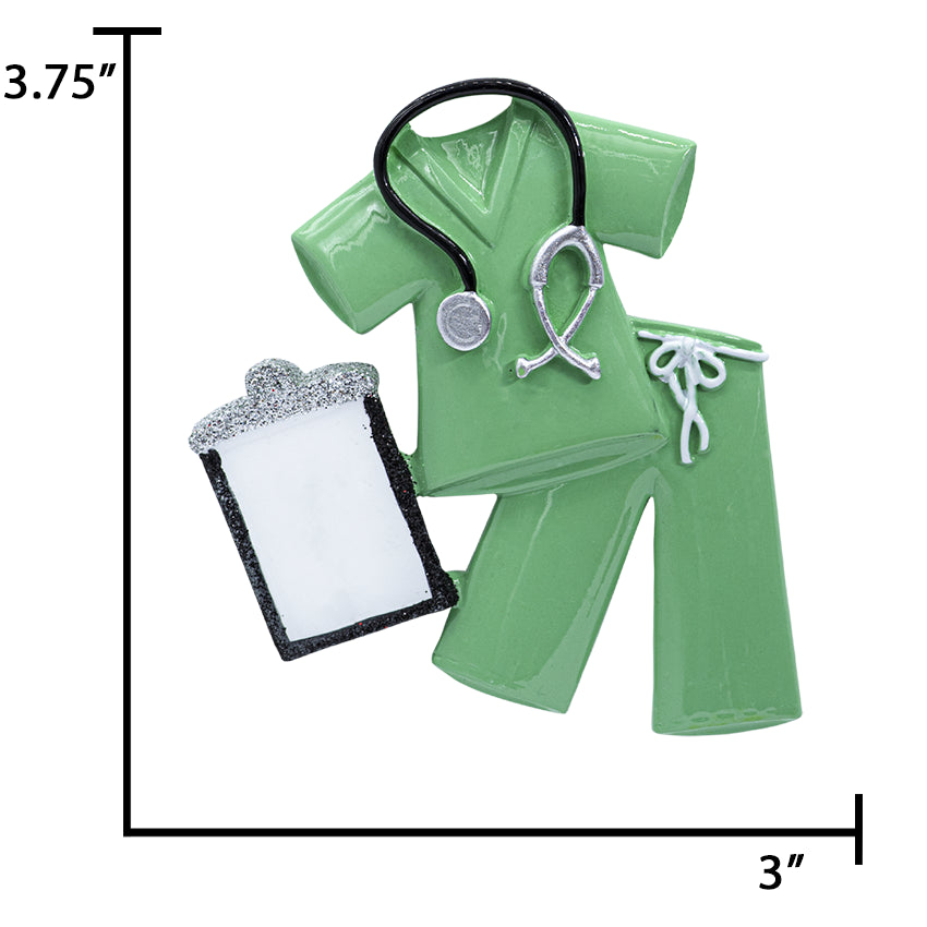 Personalized Green Scrubs Christmas Ornament