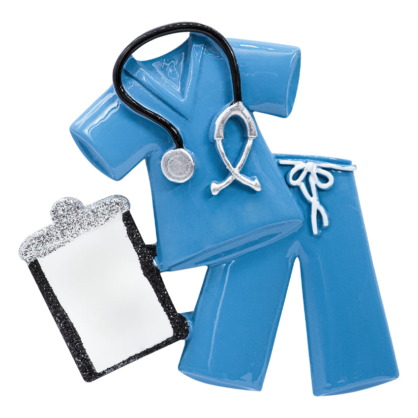 Personalized Blue Scrubs Nurse Christmas Ornament