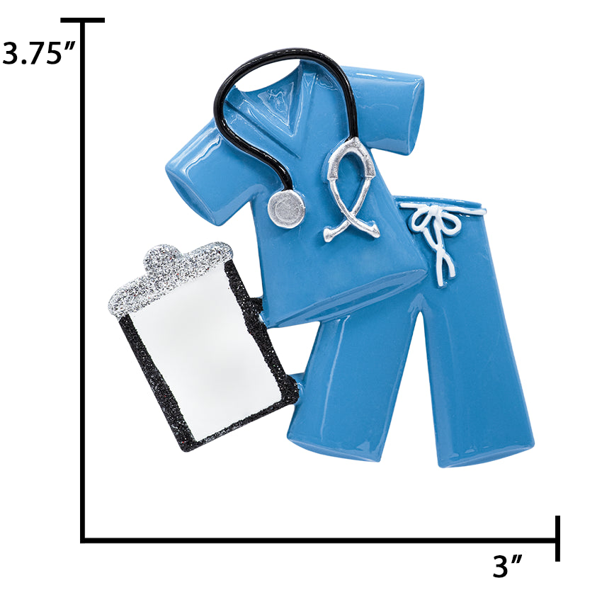 Personalized Blue Scrubs Nurse Christmas Ornament