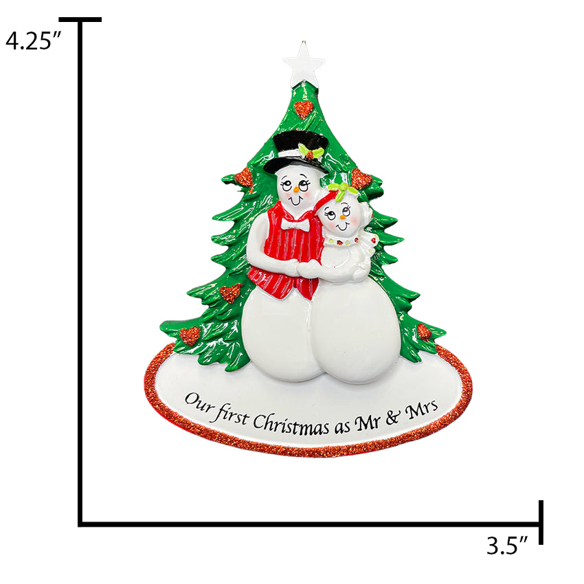 Personalized Our First Christmas as Mr and Mrs Snowman Ornament