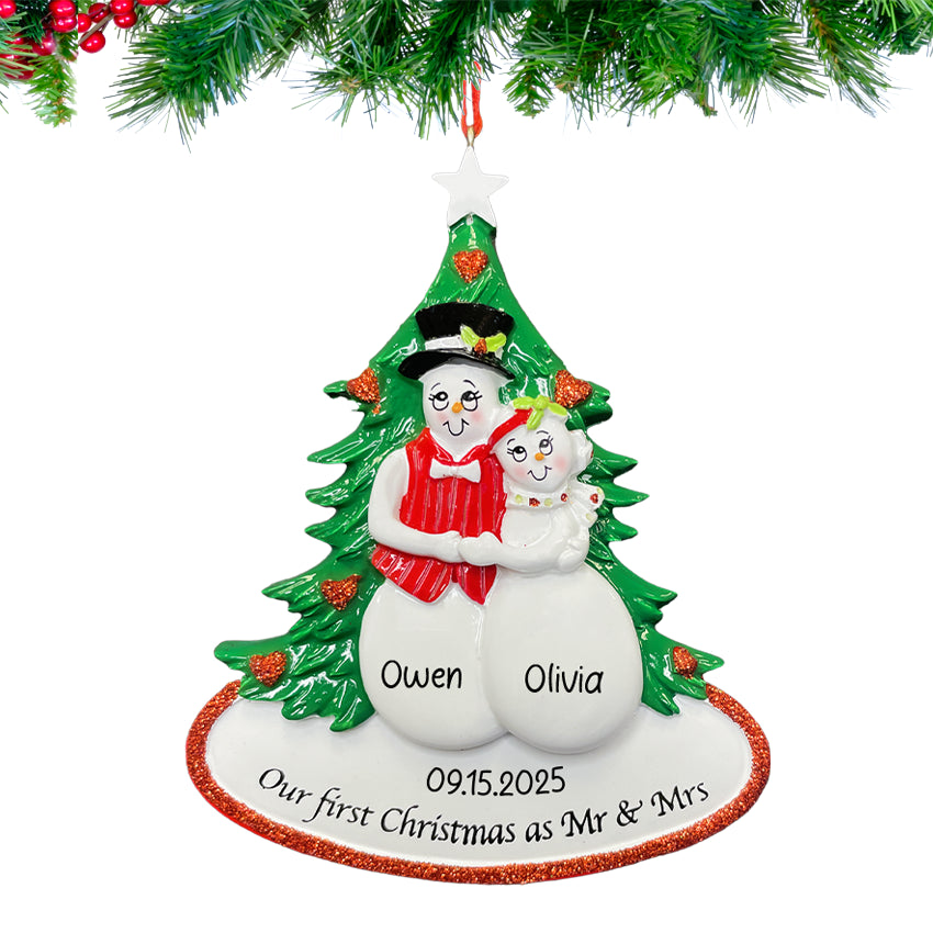 Snowman wedding ornament Our First Christmas as mr & mrs
