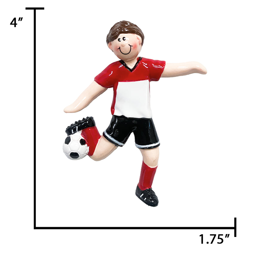 Personalized Soccer Boy Kicking the Ball Christmas Ornament