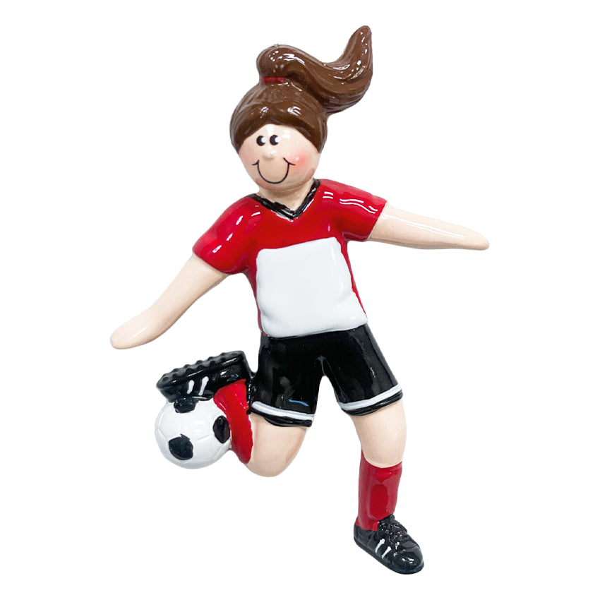 Personalized Soccer Girl Kicking the Ball Christmas Ornament