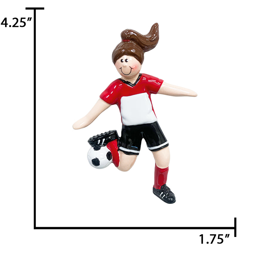 Personalized Soccer Girl Kicking the Ball Christmas Ornament