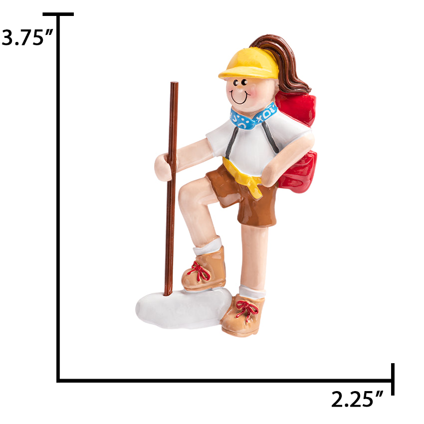 Personalized Hiking Girl Christmas Ornament