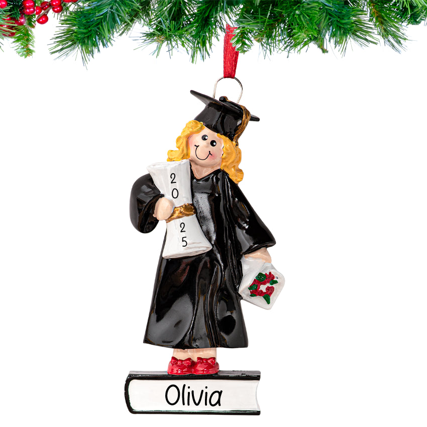 Personalized Graduate Girl Christmas Ornament