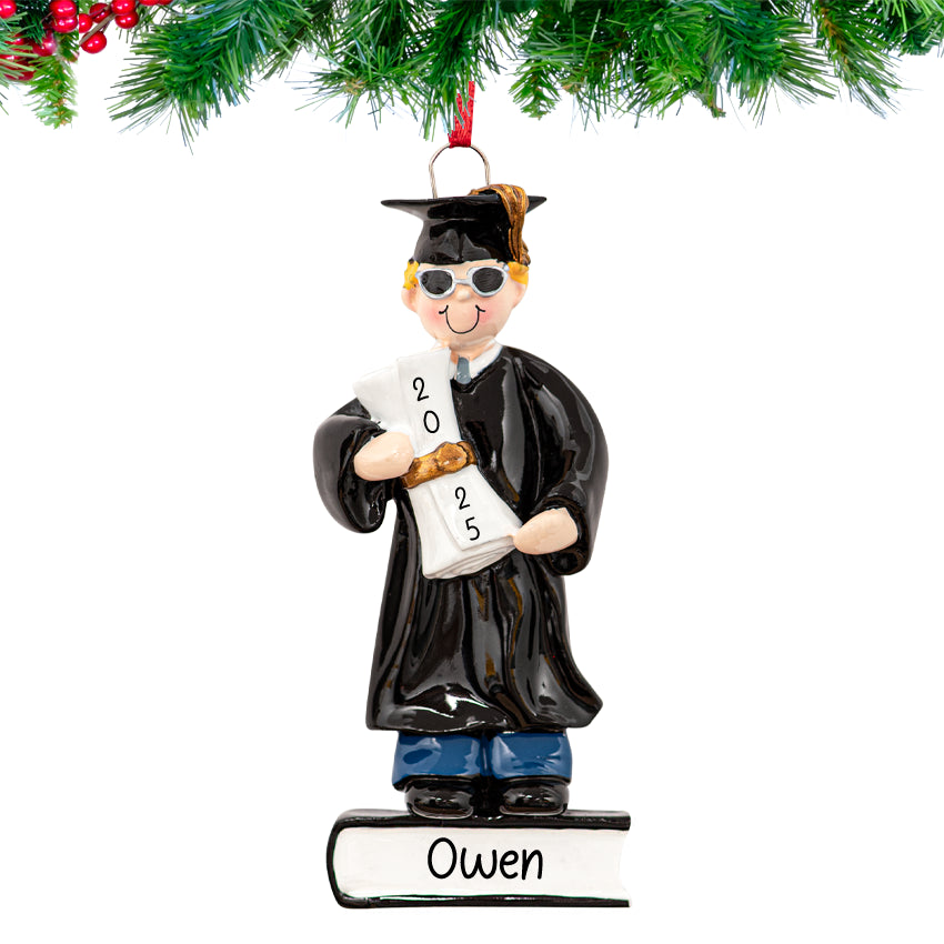 Personalized Graduate Boy Christmas Ornament
