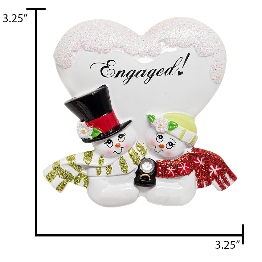 Personalized Engaged Snowman Couple Ornament