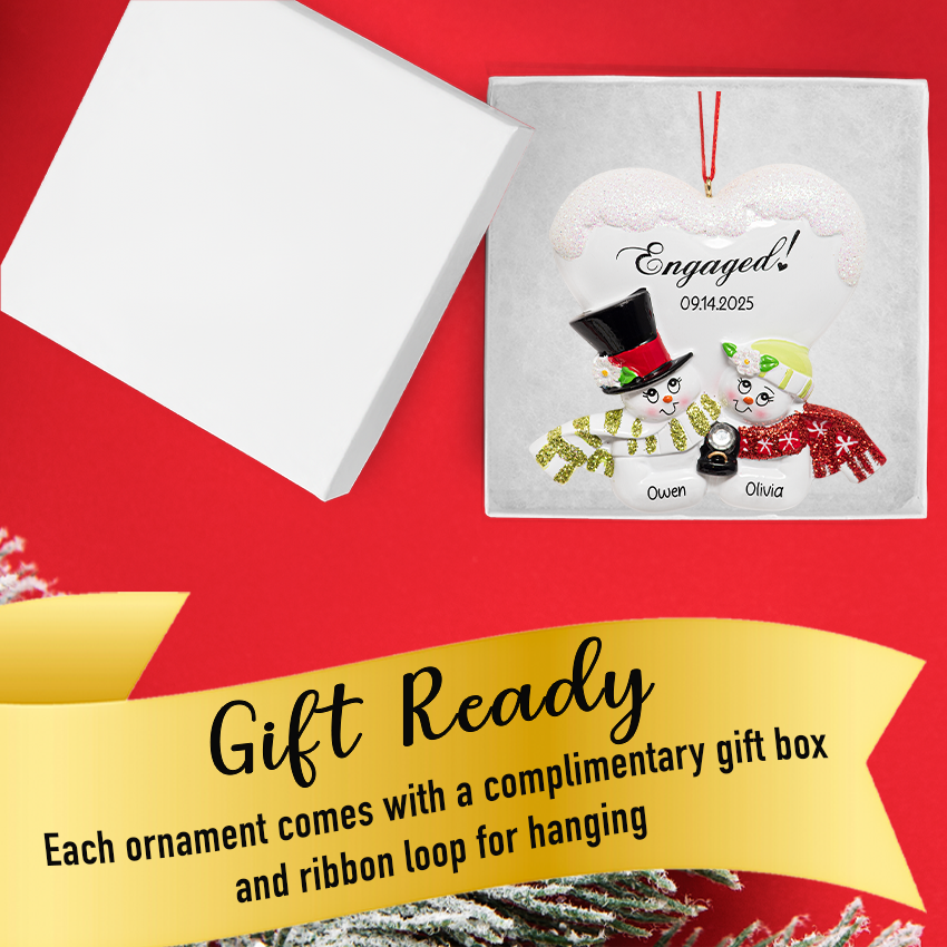 Personalized Engaged Snowman Couple Ornament