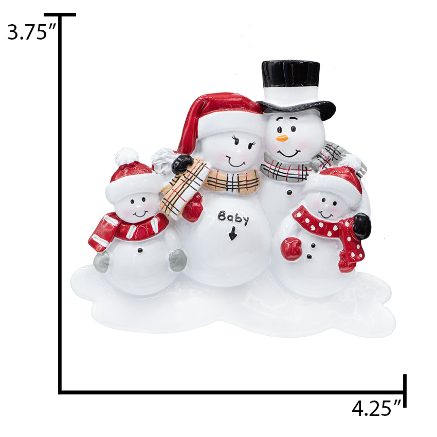 Personalized Pregnant Soon to be Family of 5 Christmas Ornament