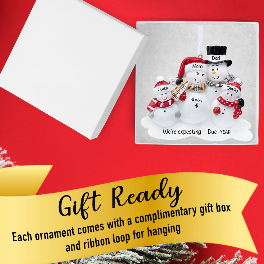 Personalized Pregnant Soon to be Family of 5 Christmas Ornament