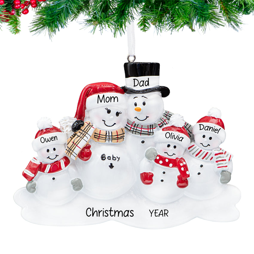 Personalized Pregnant Soon to be Family of 6 Christmas Ornament