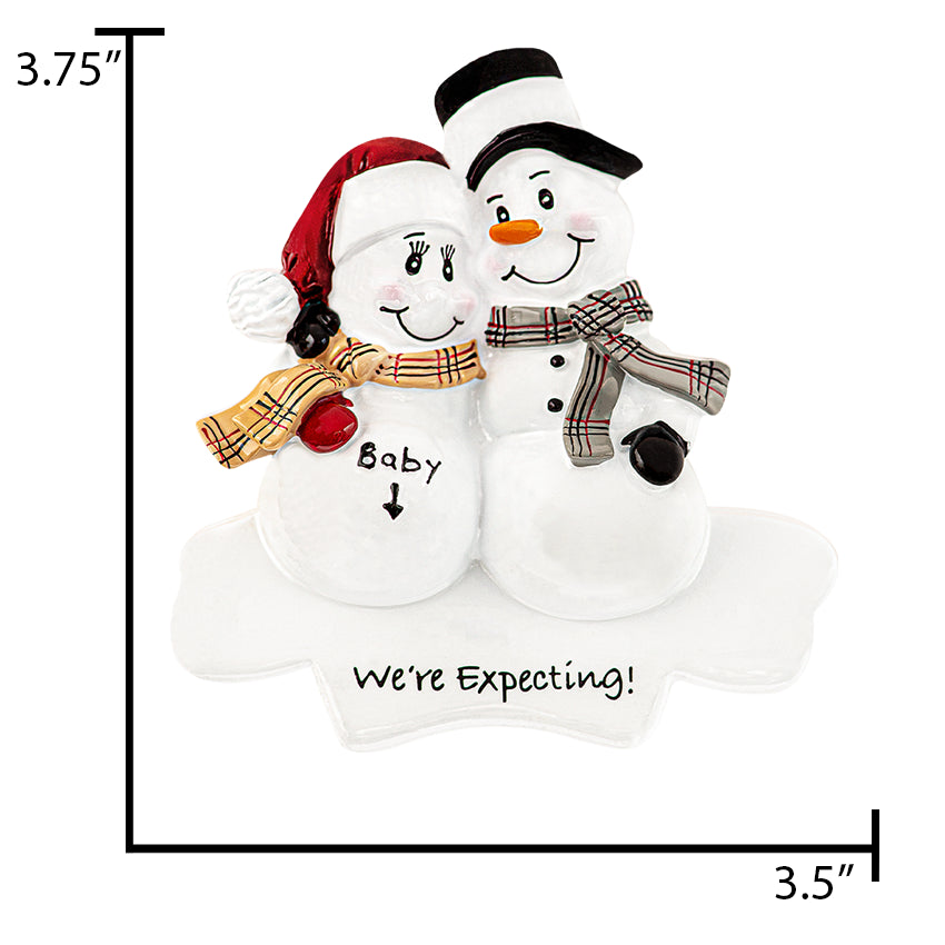 Personalized Snowman Expecting Christmas Ornament - 2025