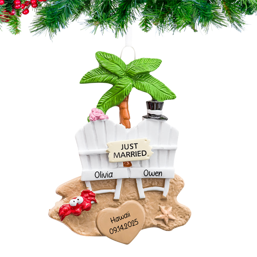 Just married Couple engaged ornament vocation theme