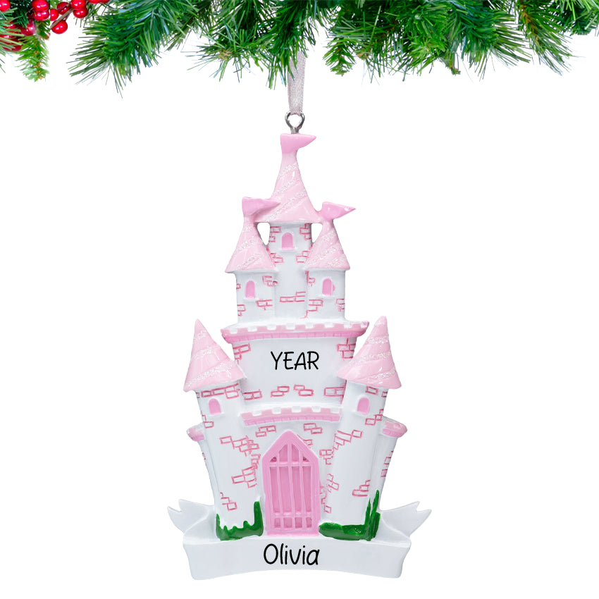 Personalized Princess Castle Christmas Ornament