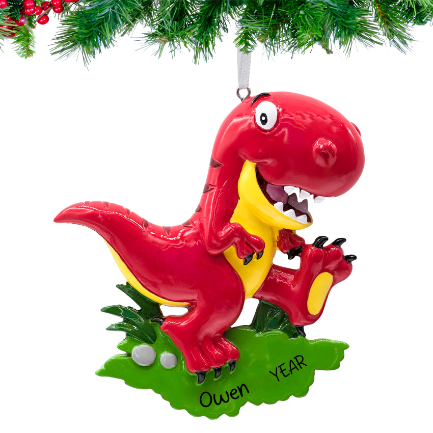 Personalized Velociraptor Dinosaur Christmas Ornament